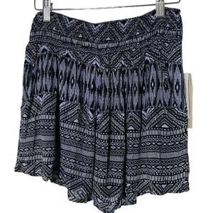 RD Style Vicki Printed Shorts Navy Black Boho Smocked Waist NWT Size Sma